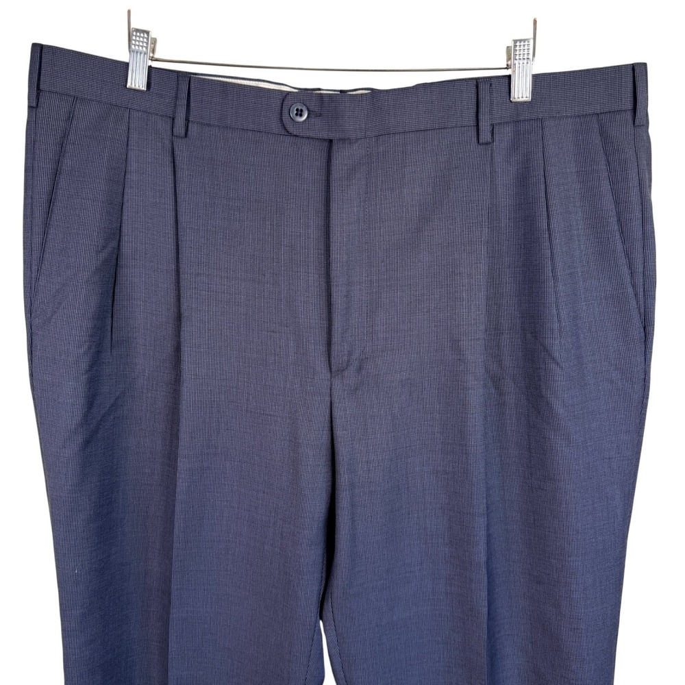 Vintage Zanella Bennett Dress Pants Mens 40x27 Blue Pleated Virgin Wool Italy